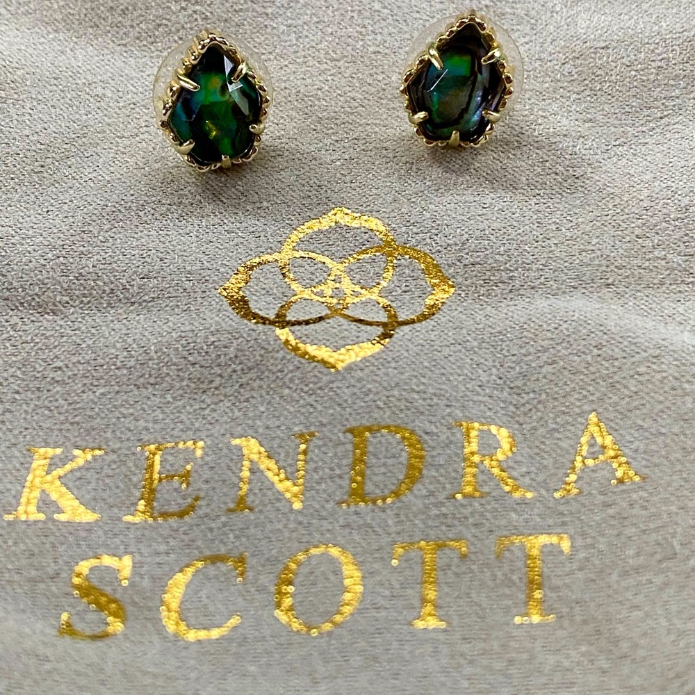 Kendra Scott Tessa Gold Stud Earrings in Abalone Shell